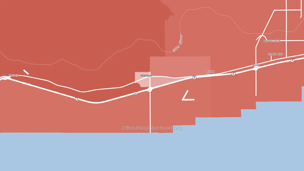 Wellton, AZ block-group political-lean map