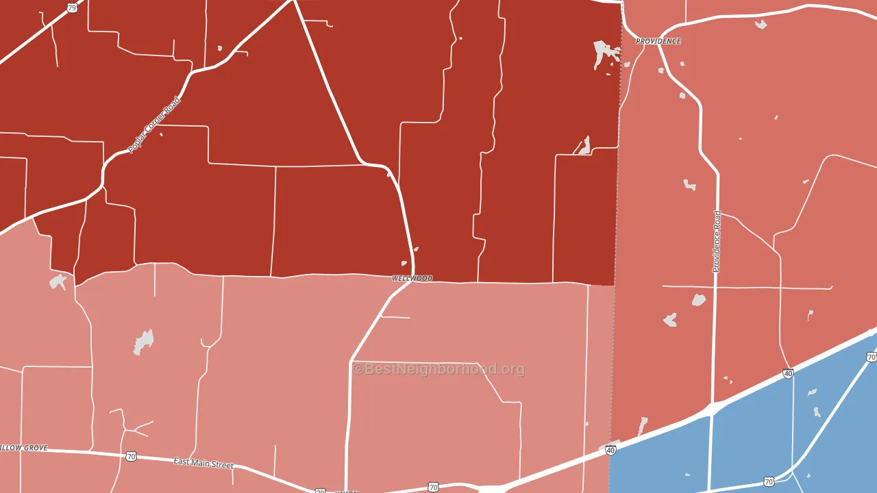 Wellwood, TN block-group political-lean map