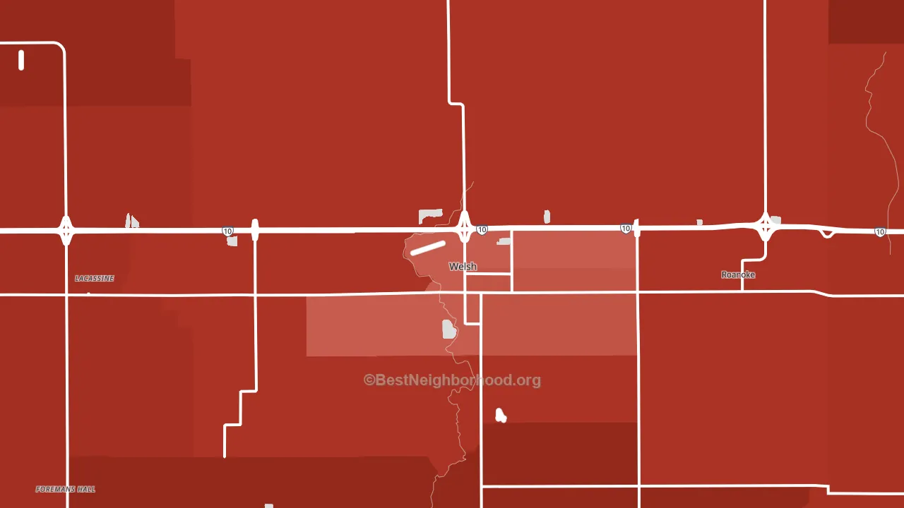 Welsh, LA block-group political-lean map