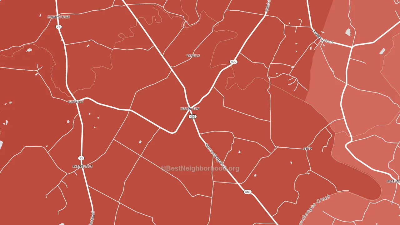 Welsh Run, PA block-group political-lean map