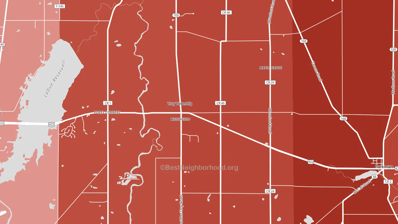 Welshfield, OH block-group political-lean map