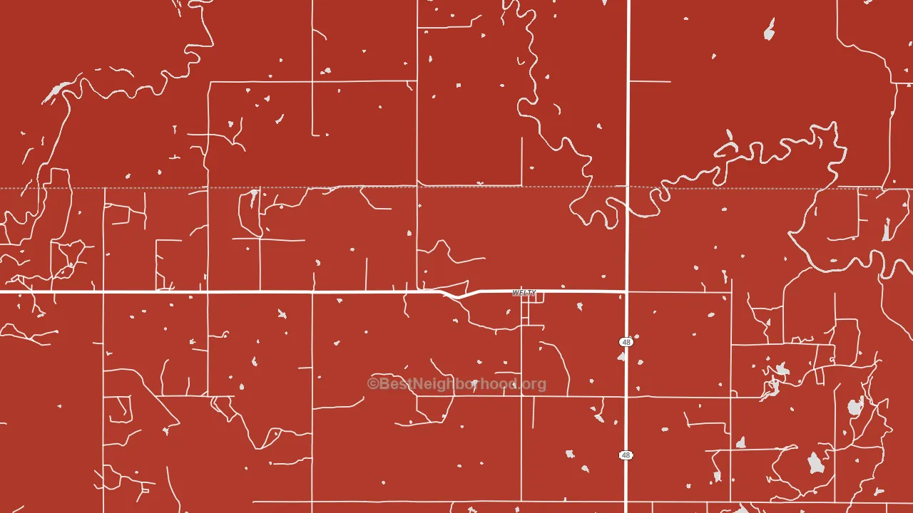 Welty, OK block-group political-lean map