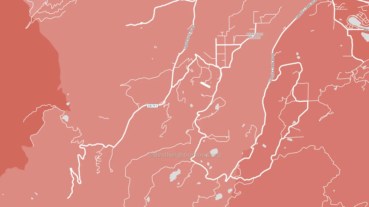 Wenatchee Heights, WA block-group political-lean map