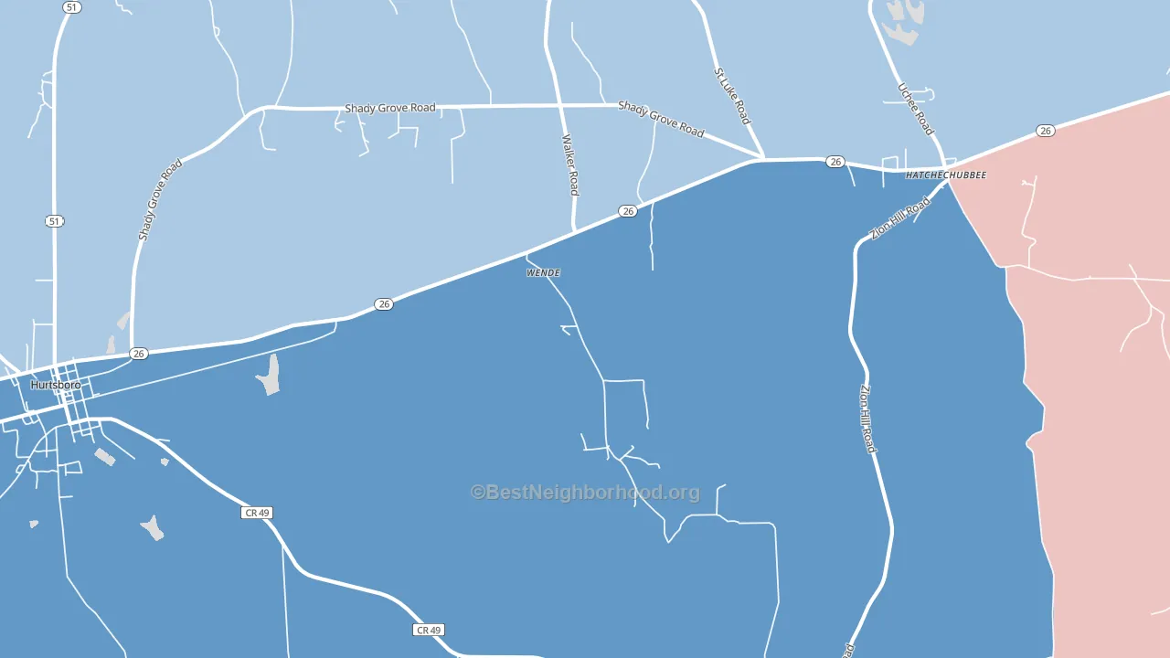 Wende, AL block-group political-lean map