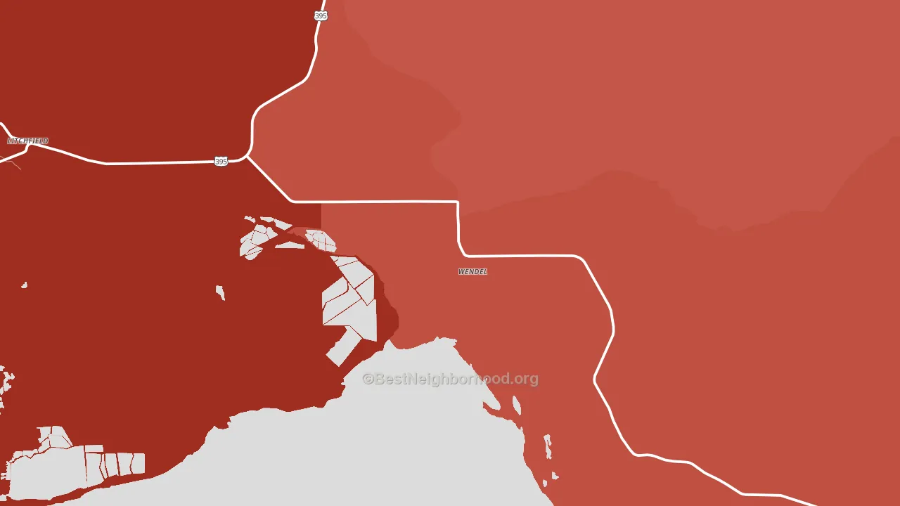 Wendel, CA block-group political-lean map