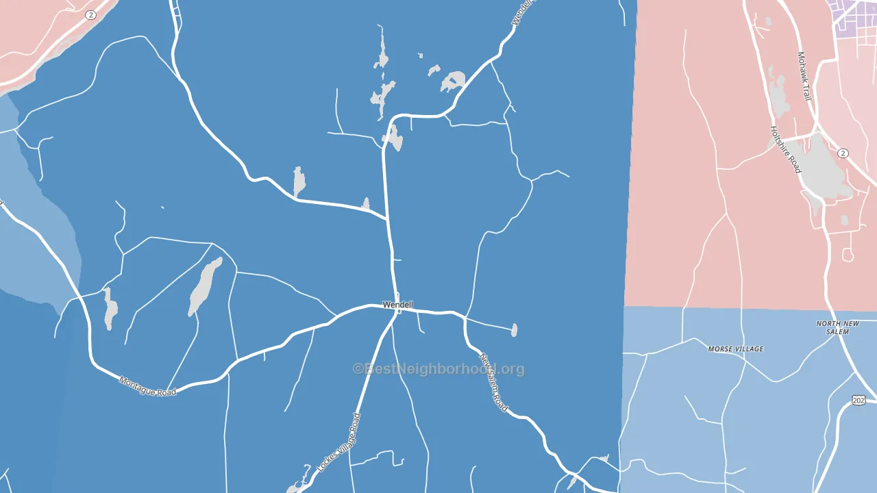 Wendell Depot, MA block-group political-lean map