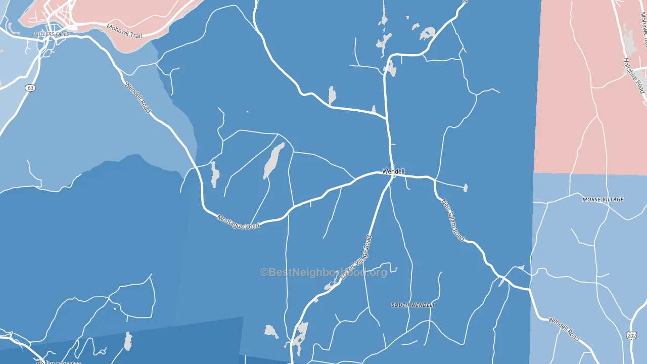 Wendell, MA block-group political-lean map