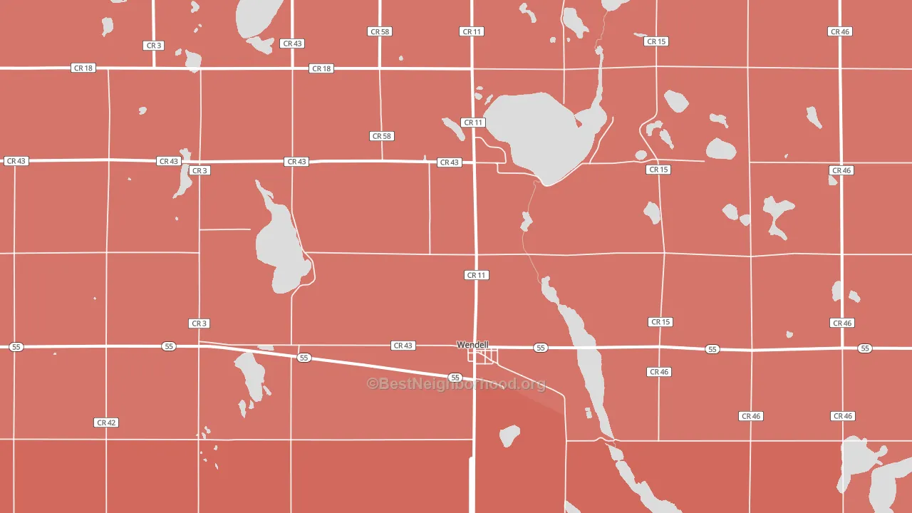 Wendell, MN block-group political-lean map