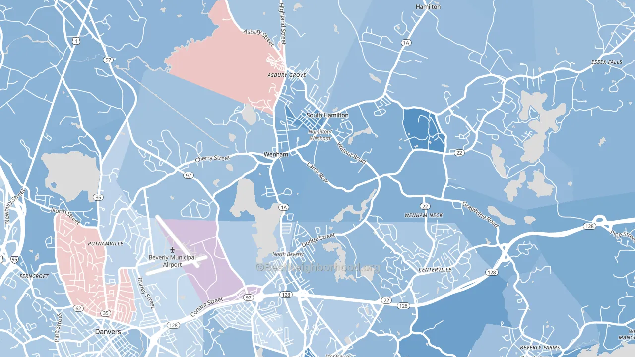 Wenham, MA block-group political-lean map