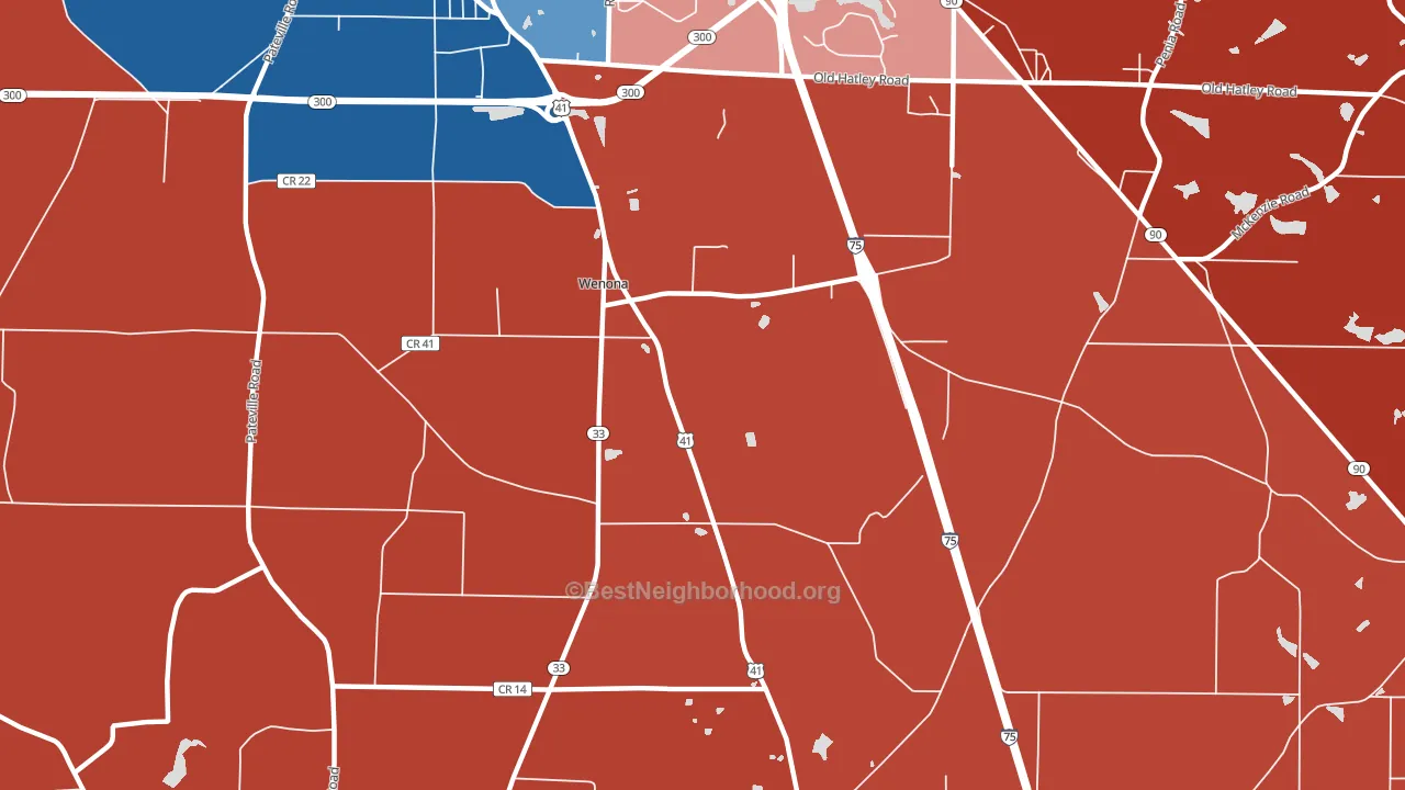 Wenona, GA block-group political-lean map