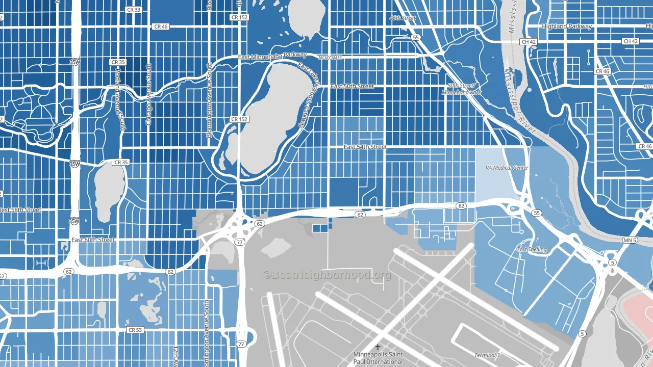 Wenonah, Minneapolis, MN block-group political-lean map