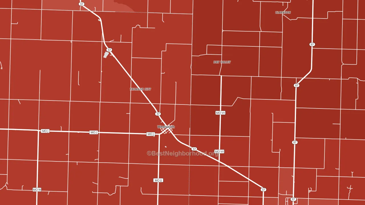 Wentworth, MO block-group political-lean map