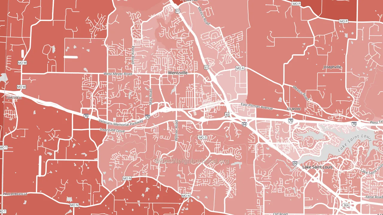 Wentzville, MO block-group political-lean map