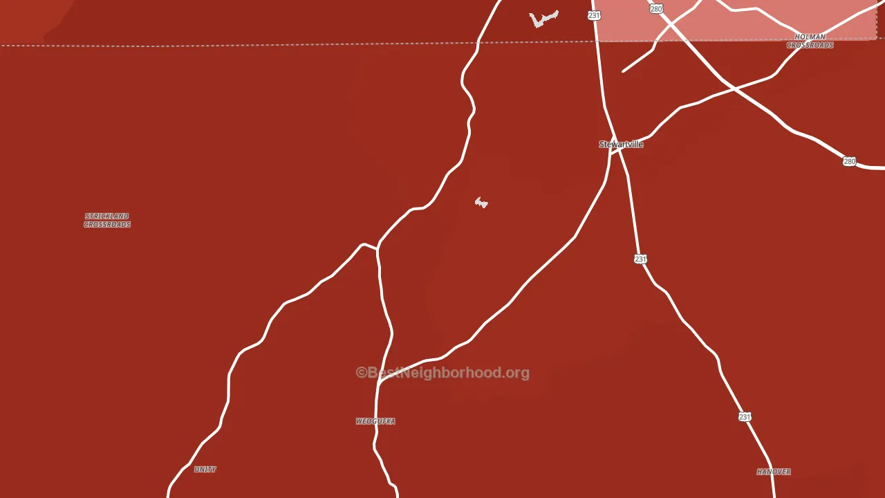 Weogufka, AL block-group political-lean map