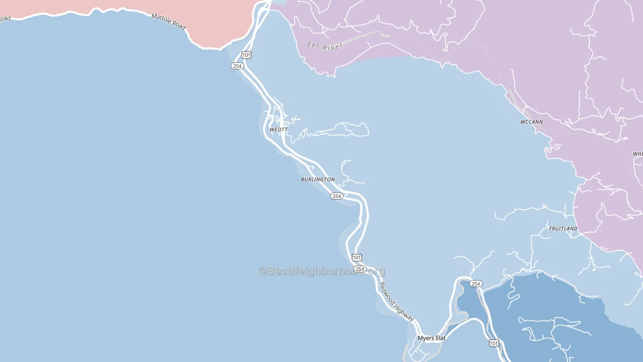Weott, CA block-group political-lean map