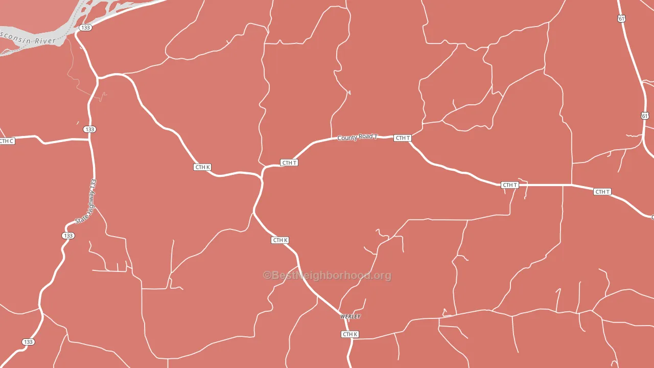 Werley, WI block-group political-lean map