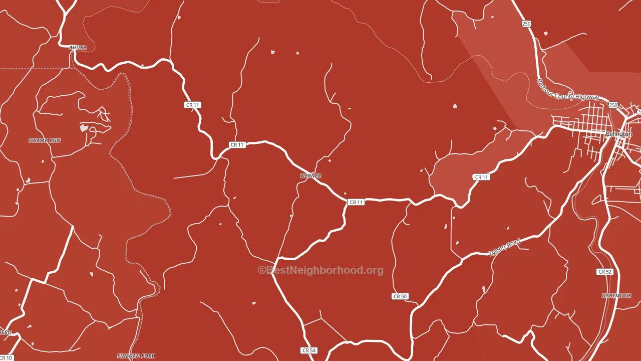 Werner, WV block-group political-lean map