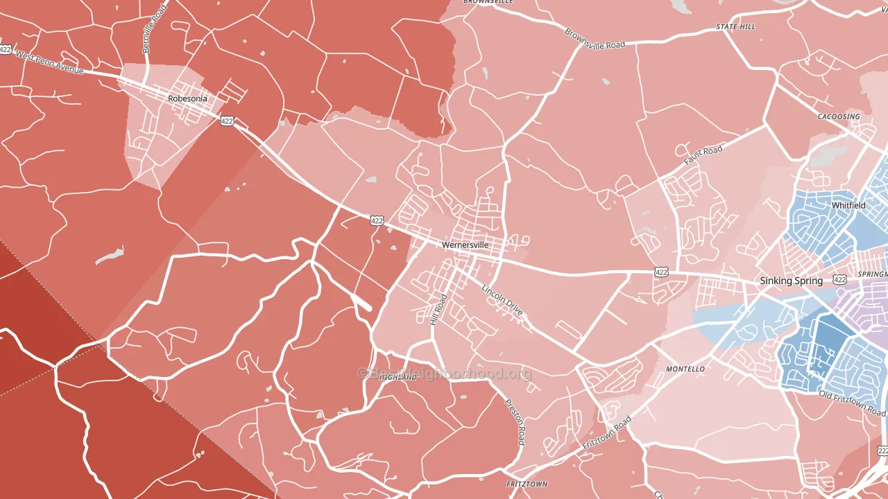 Wernersville, PA block-group political-lean map