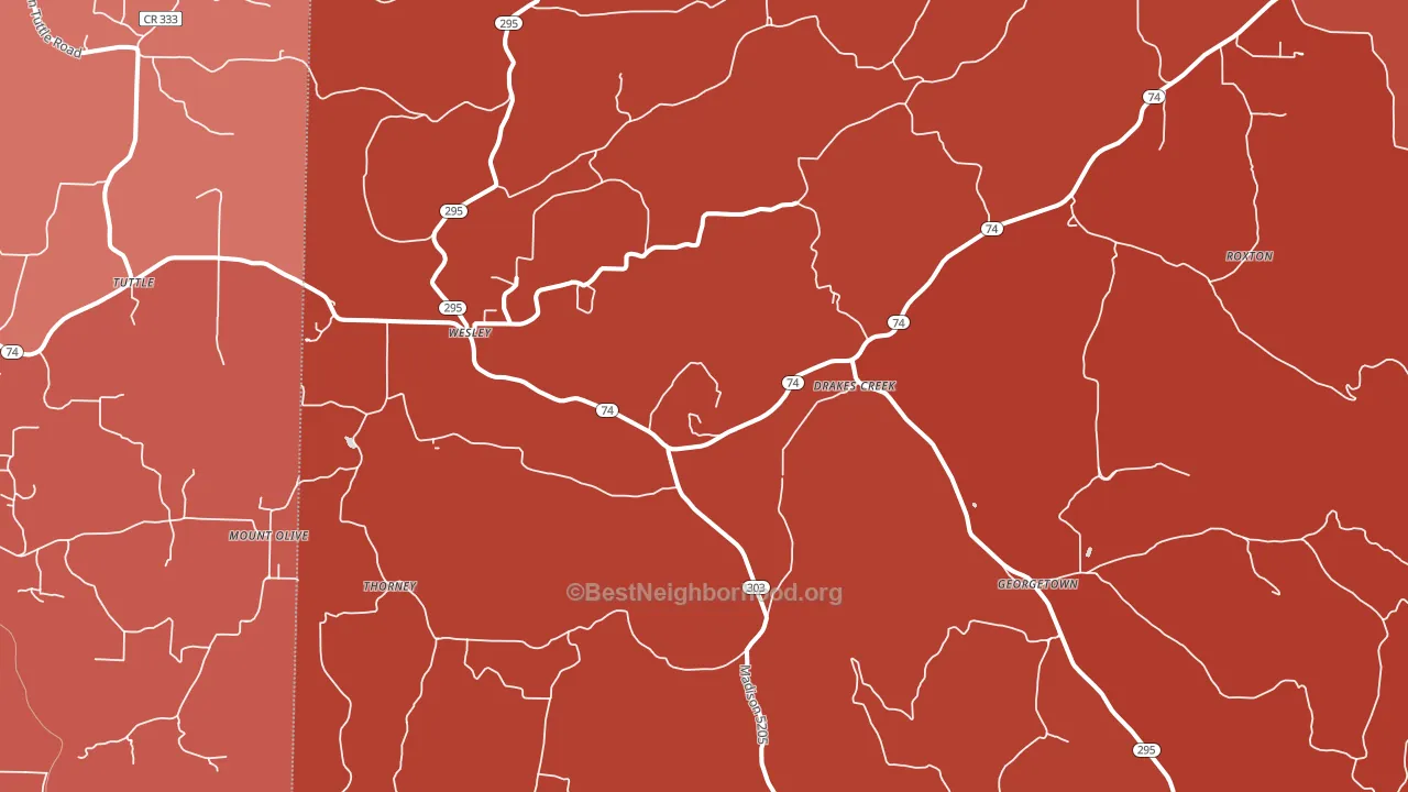 Wesley, AR block-group political-lean map