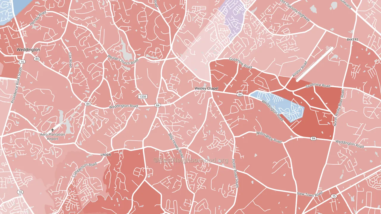 Wesley Chapel, NC block-group political-lean map