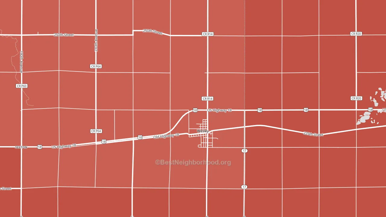 Wesley, IA block-group political-lean map