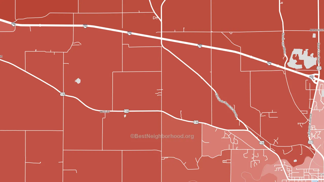 Wesley, IN block-group political-lean map