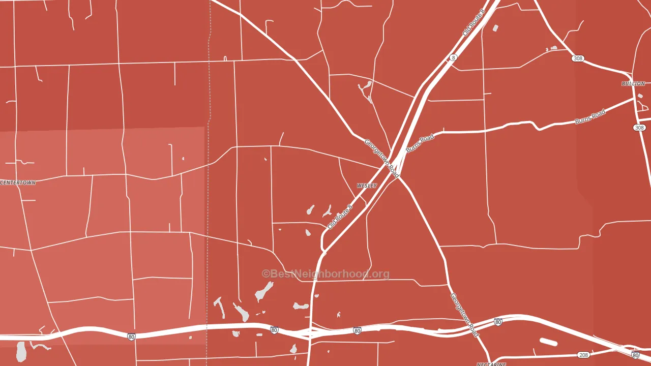 Wesley, PA block-group political-lean map