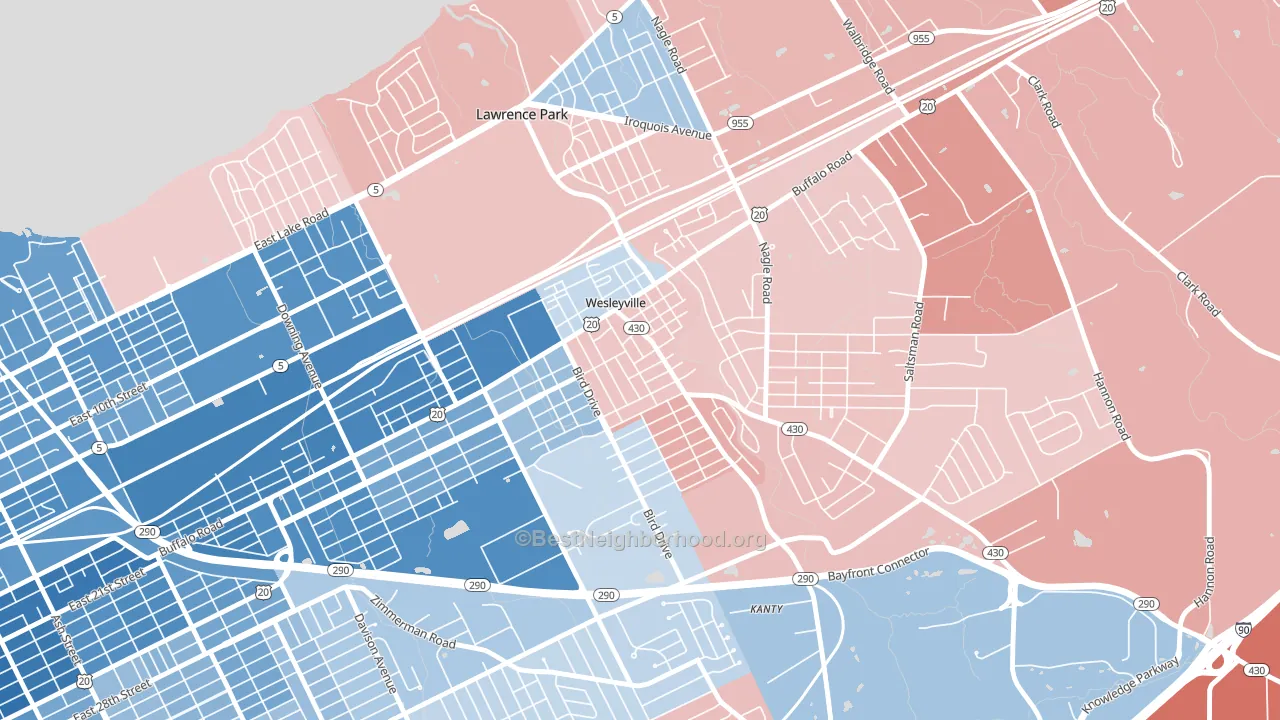 Wesleyville, PA block-group political-lean map