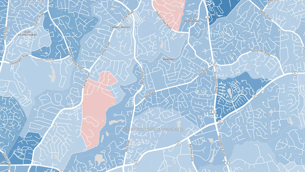 Wessex Square, Charlotte, NC block-group political-lean map