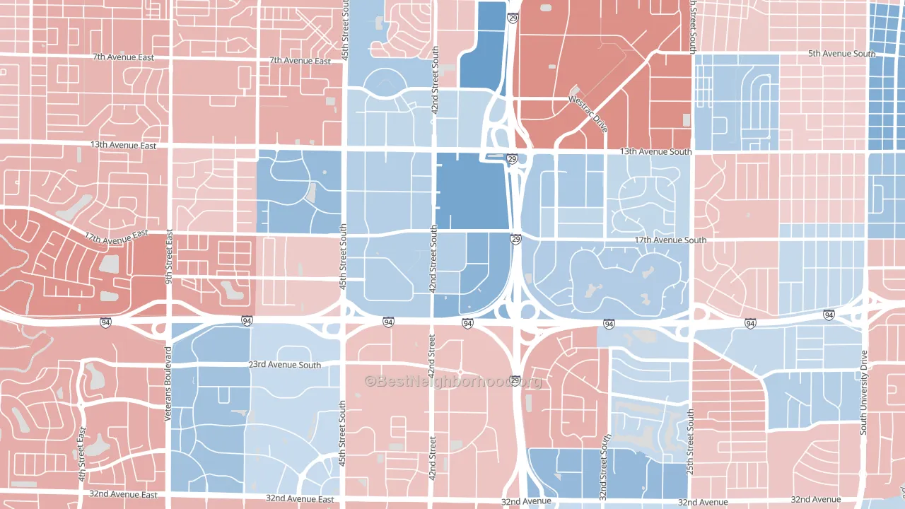 West Acres, Fargo, ND block-group political-lean map