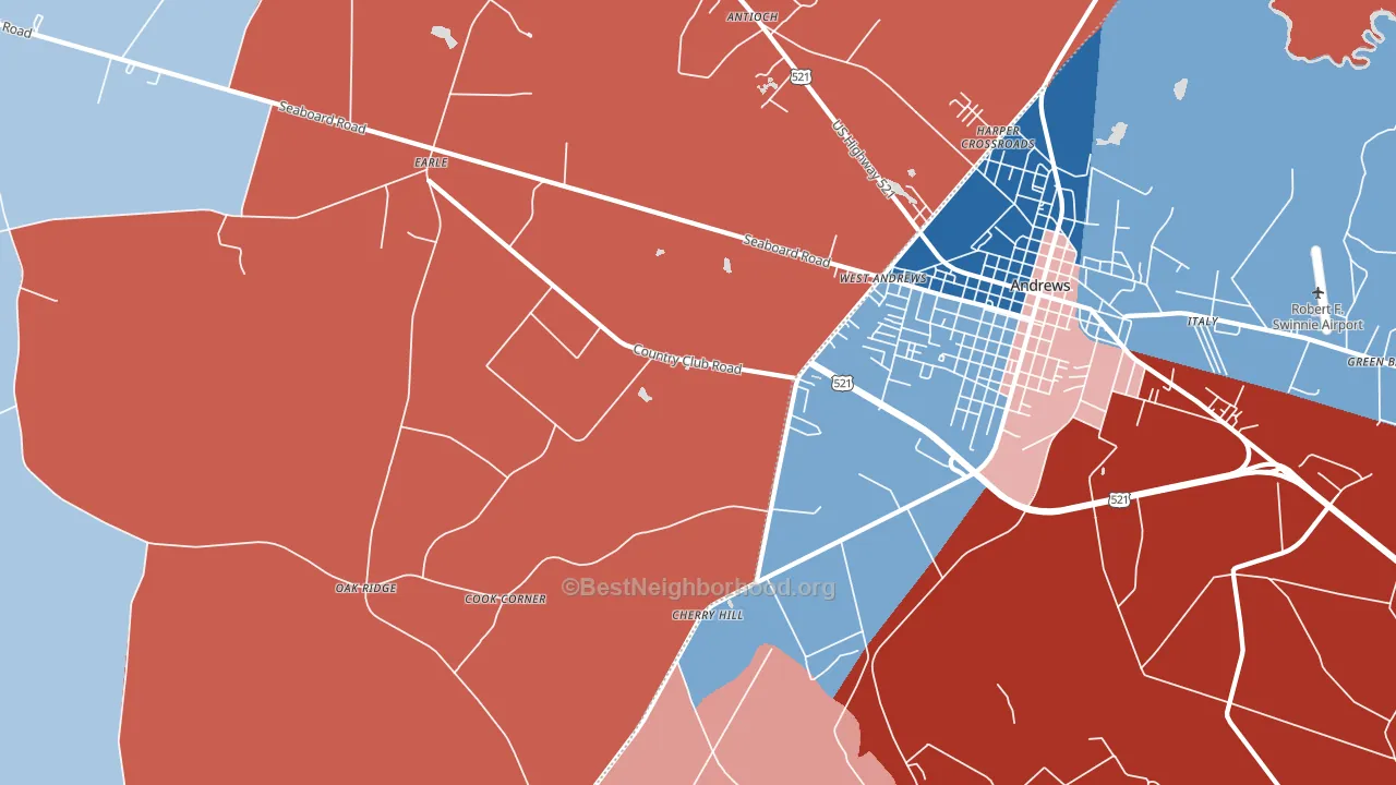 West Andrews, SC block-group political-lean map