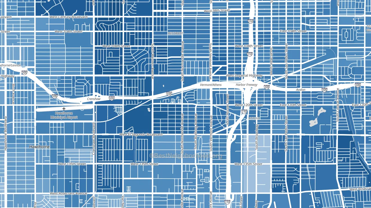 West Athens, CA block-group political-lean map