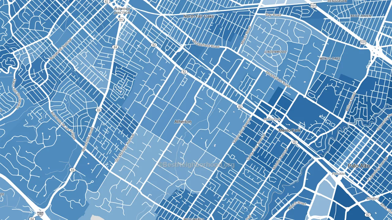 West Atherton, Atherton, CA block-group political-lean map