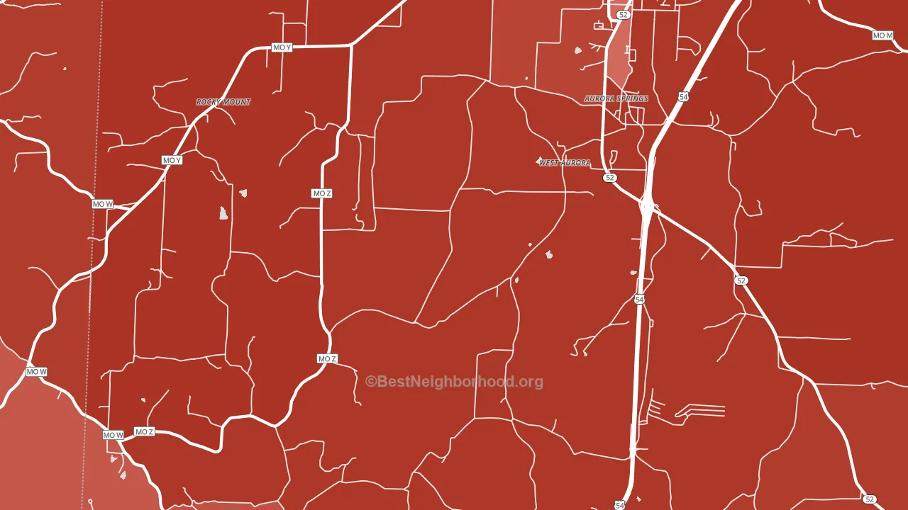 West Aurora, MO block-group political-lean map