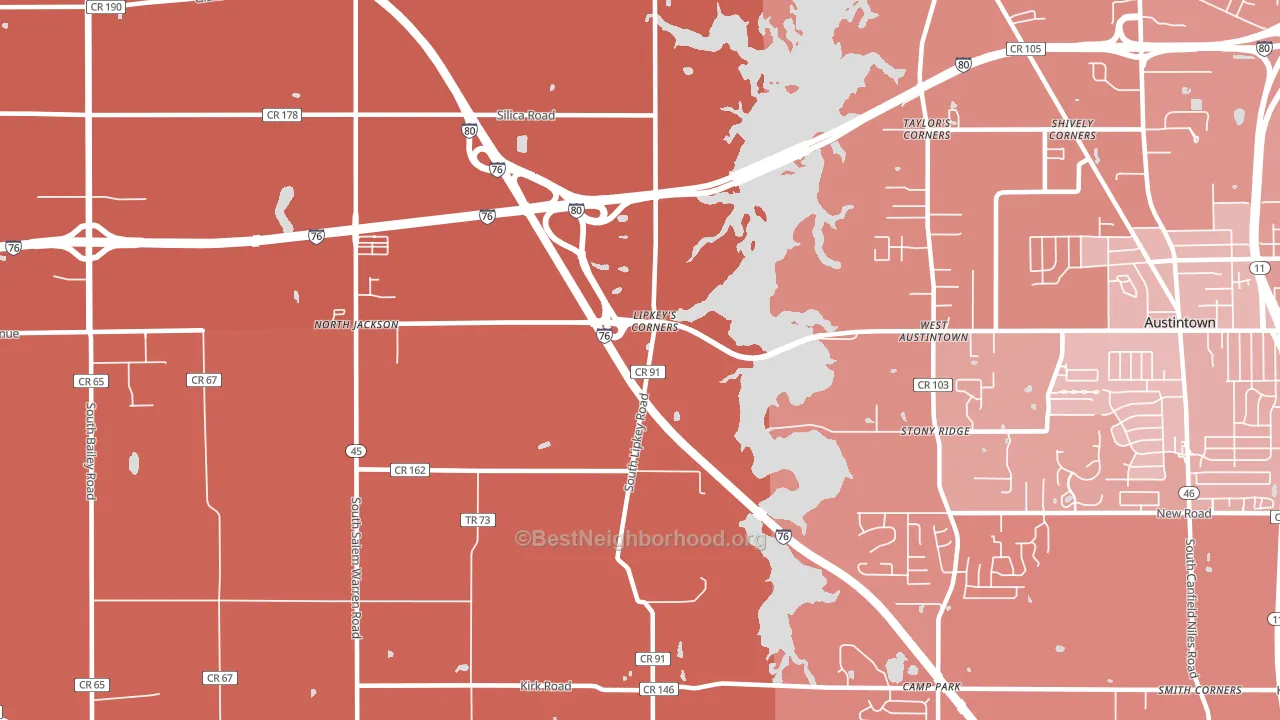 West Austintown, OH block-group political-lean map