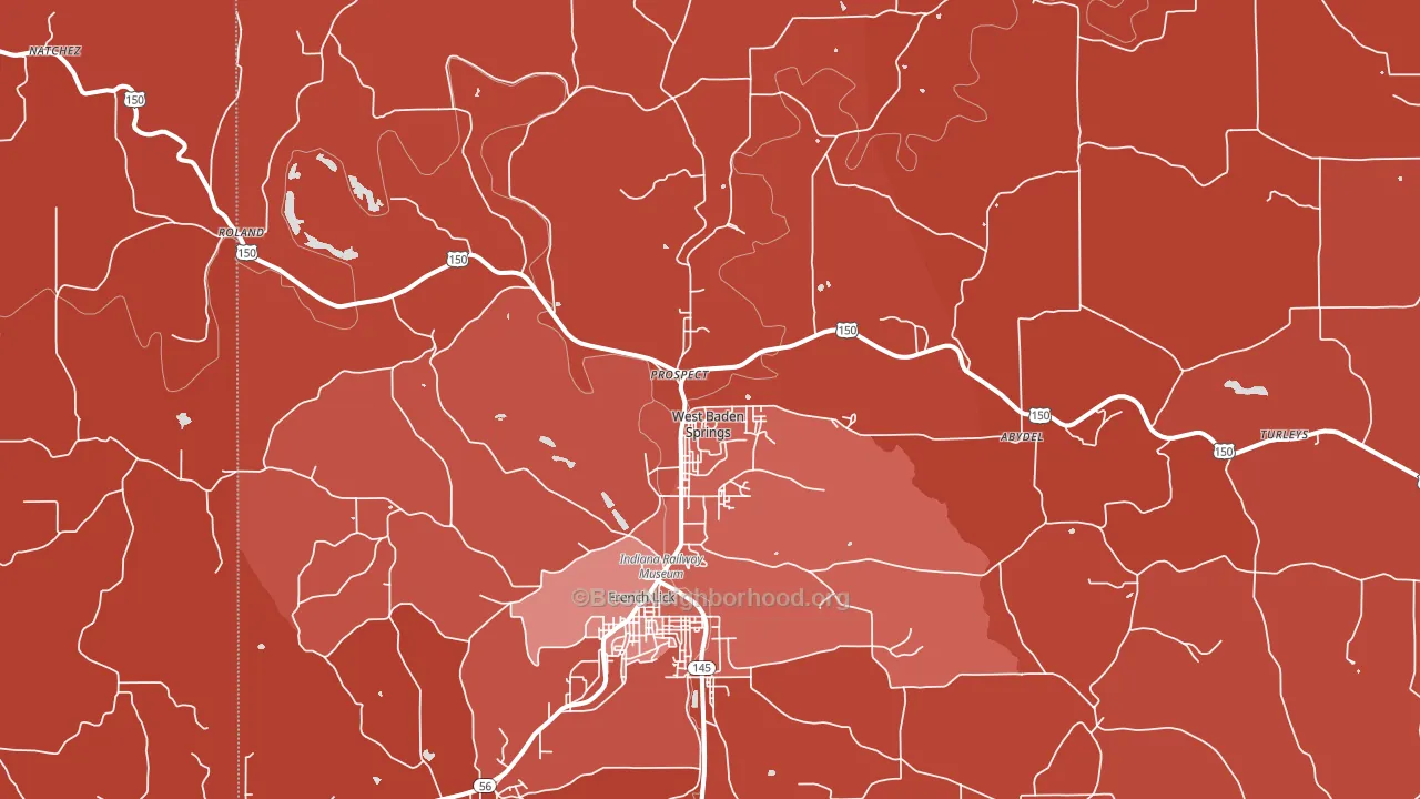 West Baden Springs, IN block-group political-lean map