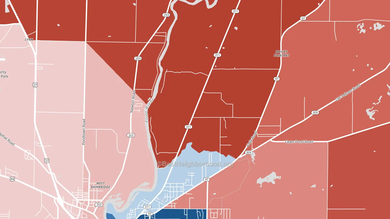 West Bainbridge, GA block-group political-lean map