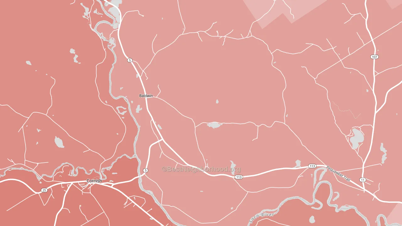 West Baldwin, ME block-group political-lean map
