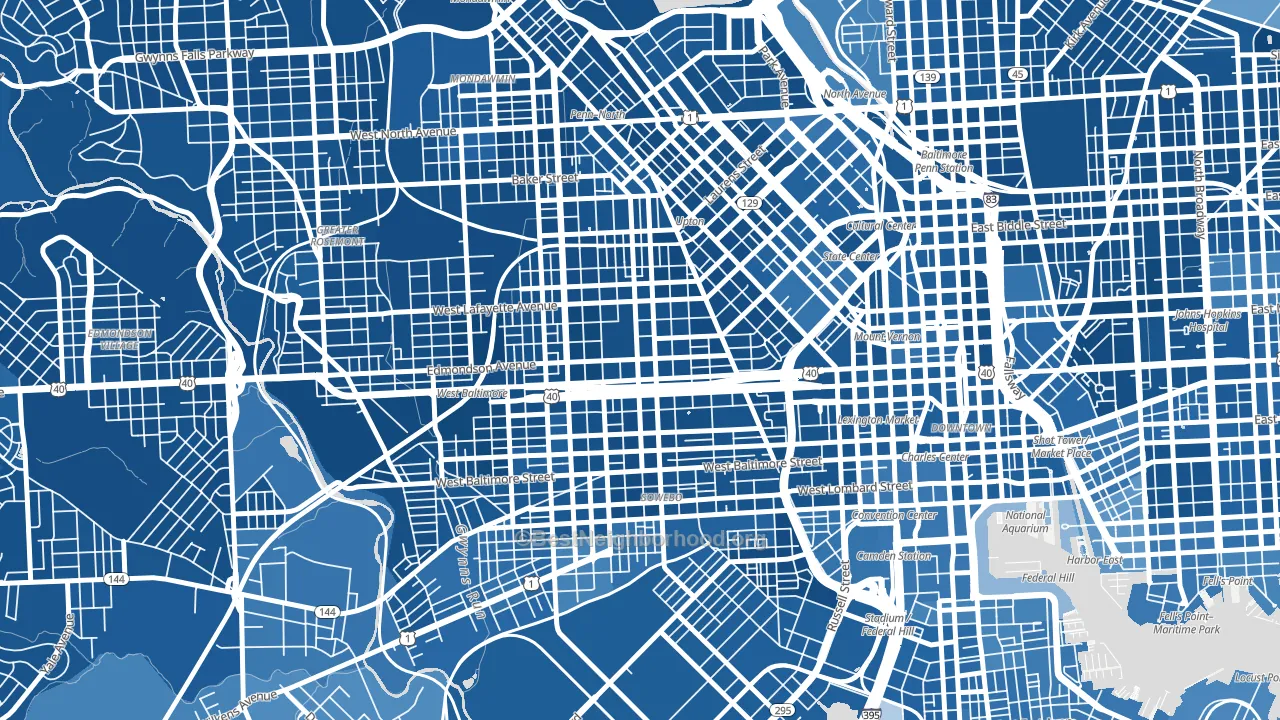 West Baltimore, Baltimore, MD block-group political-lean map