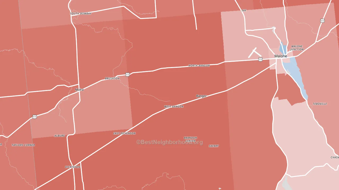 West Bangor, NY block-group political-lean map