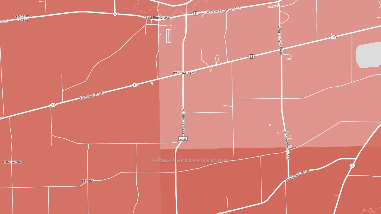 West Batavia, NY block-group political-lean map