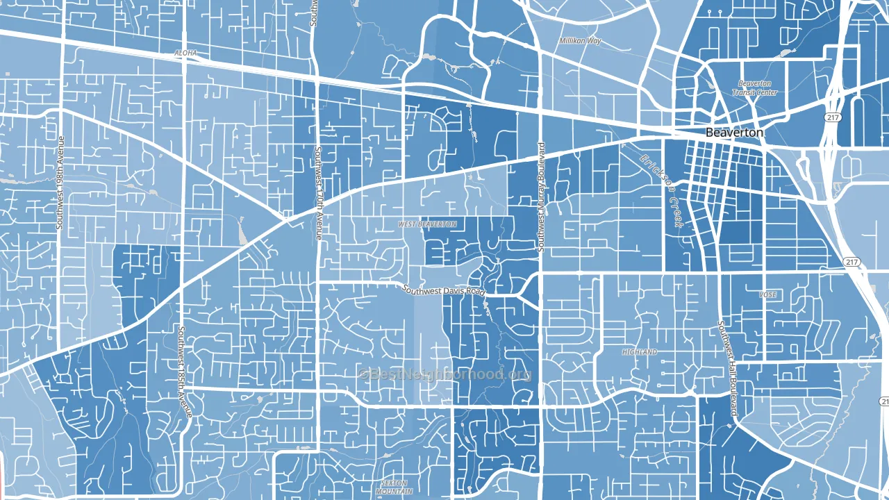 West Beaverton, Beaverton, OR block-group political-lean map