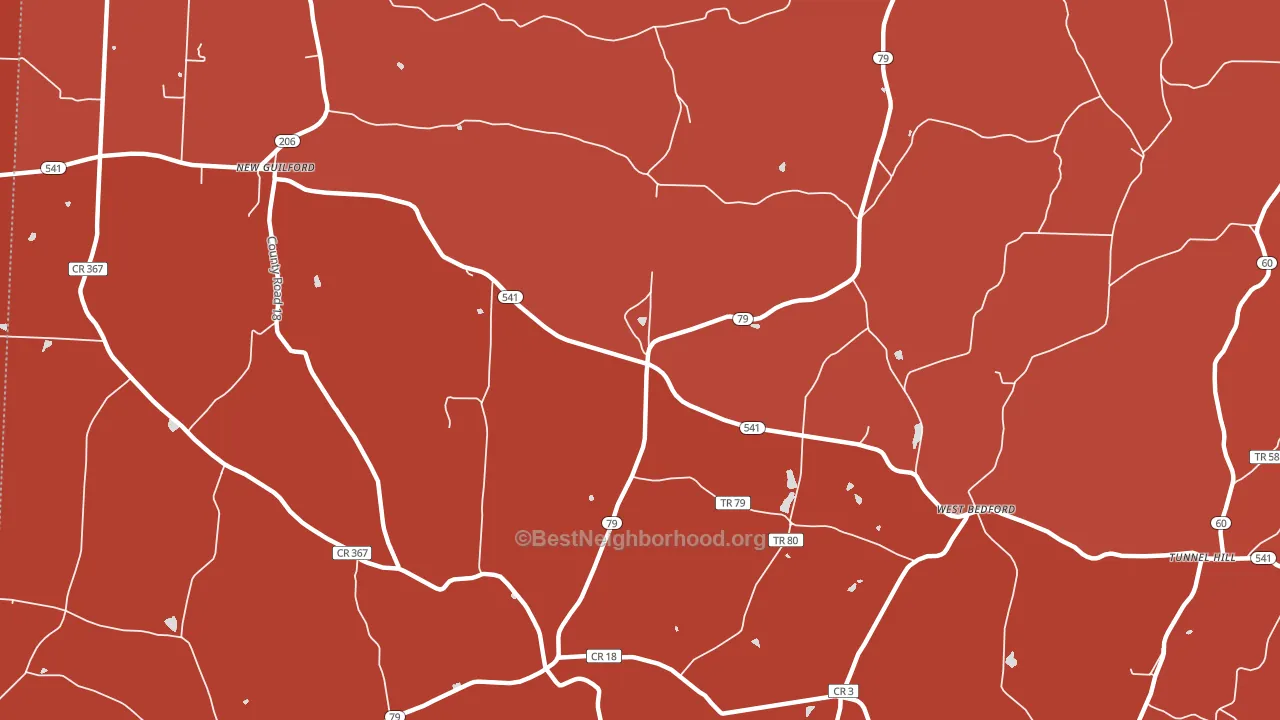 West Bedford, OH block-group political-lean map