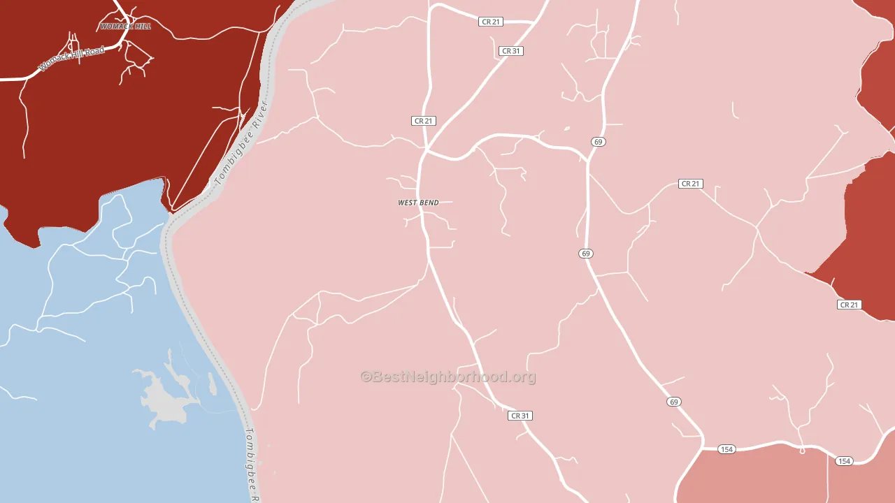 West Bend, AL block-group political-lean map
