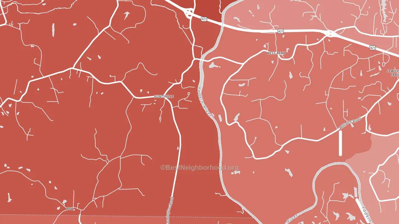 West Bend, NC block-group political-lean map