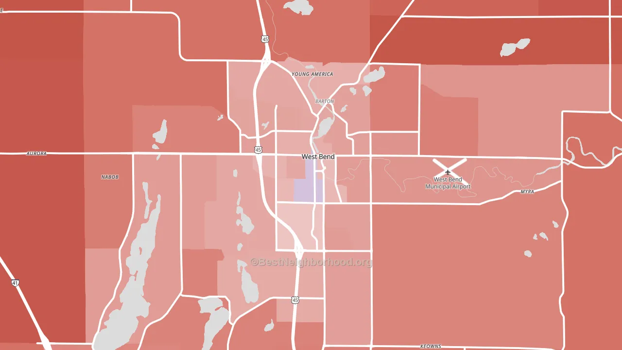West Bend, WI block-group political-lean map
