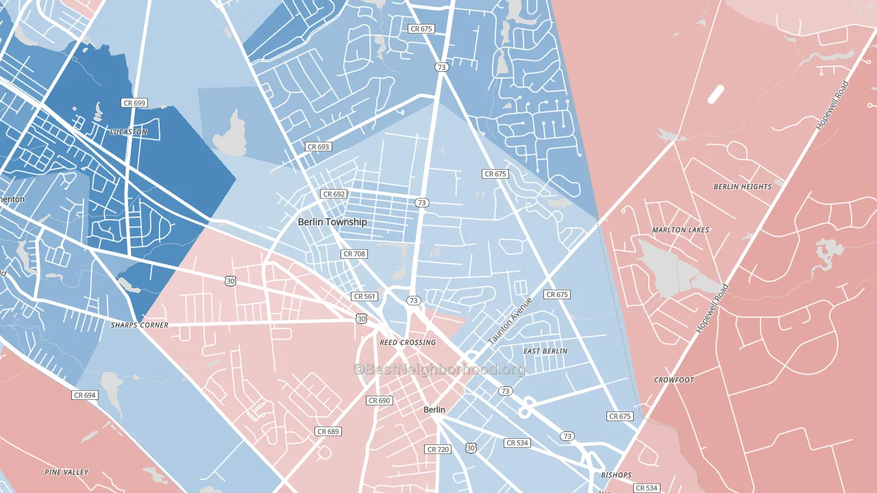 West Berlin, NJ block-group political-lean map