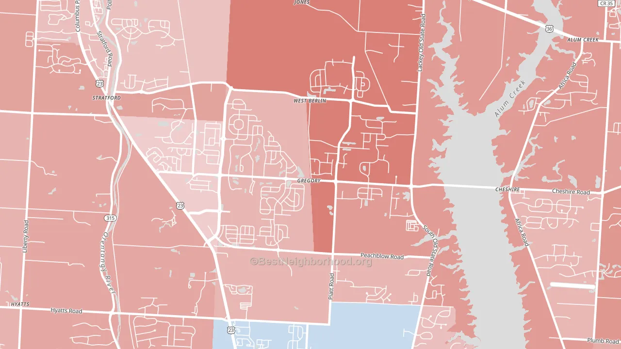 West Berlin, OH block-group political-lean map