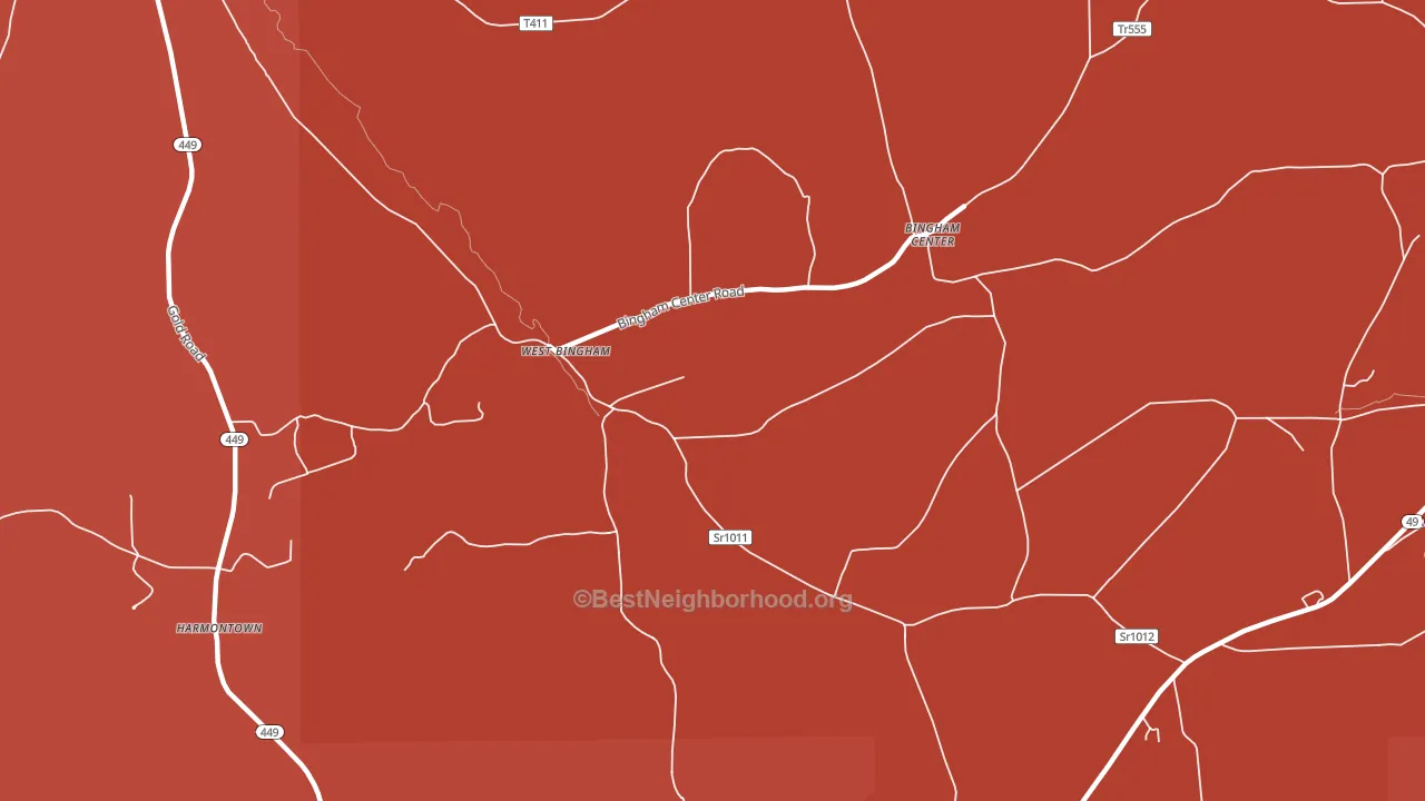 West Bingham, PA block-group political-lean map