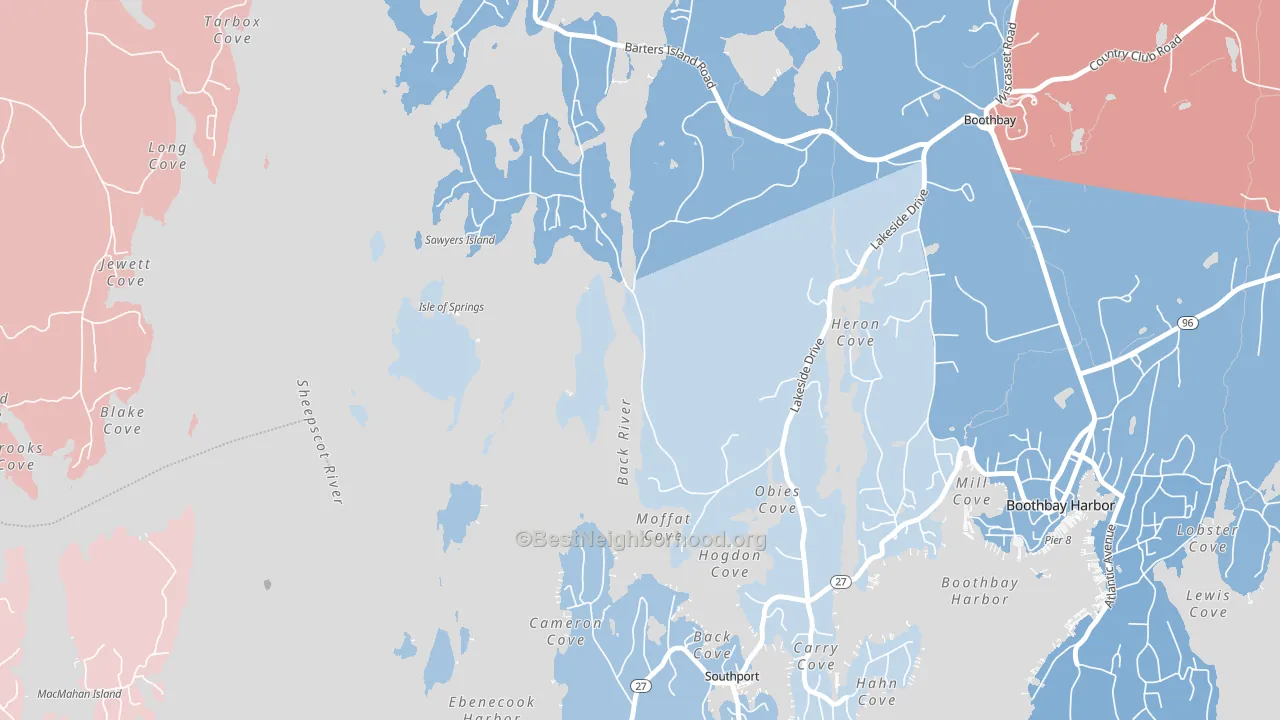 West Boothbay Harbor, ME block-group political-lean map
